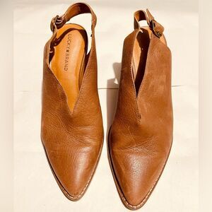 lucky brand shoes Brown leader Block heel Open Back Western Inspired Women’s 10